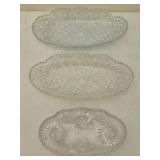 Etched cut crystal glass oblong dishes SEE DESC