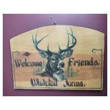 Wooden Welcome Sign w deer