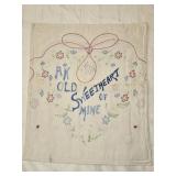 Vintage An Old Sweetheart of Mine Stitched Fabric