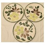 Set of 3 Hand Painted Blue Ridge Pottery Plates
