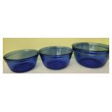 Vtg Nesting Anchor Hocking Cobalt Blue Glass Bowls