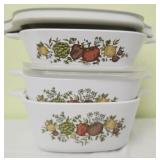 3 Vintage Corning Ware casserole dishes