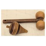 Wooden Massager & Wooden Spinning Top Toy