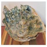 Glazed pottery leaf bowl by local artist Mary Ann