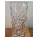 Vintage hand cut whirling star lead crystal vase