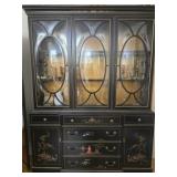 Asian Chinoiserie Bubble Glass Display Cabinet