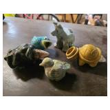 Lot of 5 Handmade Misc. Pottery Animals