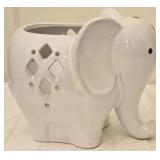 White Ceramic Elephant Planter