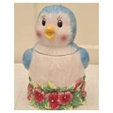 Ceramic Hand Painted Blue Bird Cookie Jar