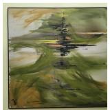 SIGNED Abstract earth tone painting on canvas