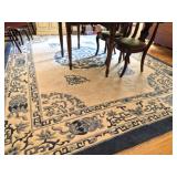 Hand Woven Blue & White Wool Oriental Rug India