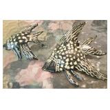 Hand painted ceramic fish wall art pieces