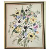 Signed CAROLE Floral Acrylic Painting on Canvas
