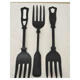Set of 3 Large Metal Decorative Forks