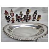 Lot of nutcracker and silver plated tray