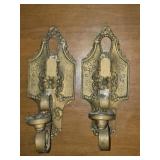 Pair of Heavy Cast Metal Candlestick Holders