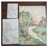 Lot of 3 handmade art pieces