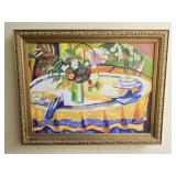 Signed Ret Rou Floral Painting on Canvas