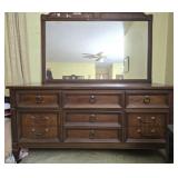 6 drawer wood dresser with mirror UPSTAIRS