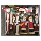 Estate Lot of Carved Christmas Santa Claus Decor
