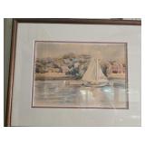 Framed watercolor sailboat signed by FSC Code