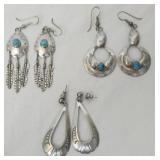 Navajo style sterling silver dangle earrings 18g