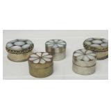5 Vintage trinket brass or silver-tone metal