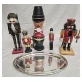 Lot of nutcracker and silver plated tray