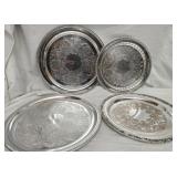 Lot of 4 silver plated trays
