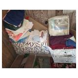 Two Boxes of Misc Sheets Towels Rags and More
