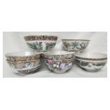 7 Vtg Chinese porcelain bowls gold trim