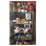 Metal Shelf Full of Holiday Household Decor & More