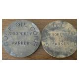 Lot of 2 heavy brass Gulf Oil Corp property