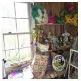 Estate Lot of Mardi Gras Dolls Masks & Decor