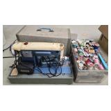 Vintage sewing machine with thread