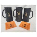 Playboy Club memorabilia 3 mugs & 2 ashtray