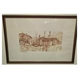 Signed Sepia Colored Homestead Picture