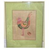 Colorful Folk Art Bird with Egg Painting