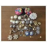 Estate lot of earrings and pins