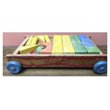 Vintage Holgate wood wagon and blocks