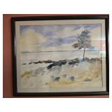 Framed watercolor painting