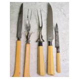 Set of 5 Vintage Utensils Sterling Accents AS IS