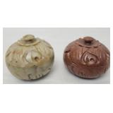 Etched round rock trinket boxes
