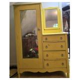 Vintage yellow wood chifforobe