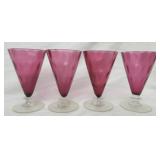 Vtg 4 swirl tumbler cocktail glasses