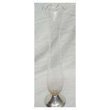 Vtg glass bud vase weighted sterling silver base