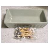 Sage Green Ceramic Dish & Sea Shell Skewers