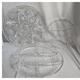 Lot of 3 glass divided dishes