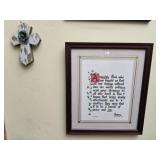 Framed Prayer & Wooden Decorative Cross