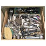 Drawer Lot of Silverplated & Metal Utensils